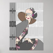 Shelby, Dame der 1930er Jahre in Grau und Rose Poster (Vorne)