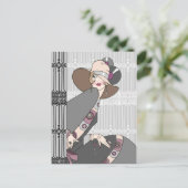 Shelby, Dame der 1930er Jahre in Grau und Rose Postkarte (Stehend Vorderseite)