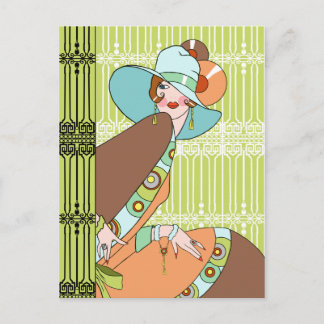 Shelby, Dame der 1930er Jahre in Kiwi und Brown Postkarte