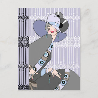 Shelby, Dame der 1930er Jahre in Mauve und Gray Postkarte