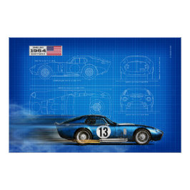shelby Daytona Coupe Blueprint Poster