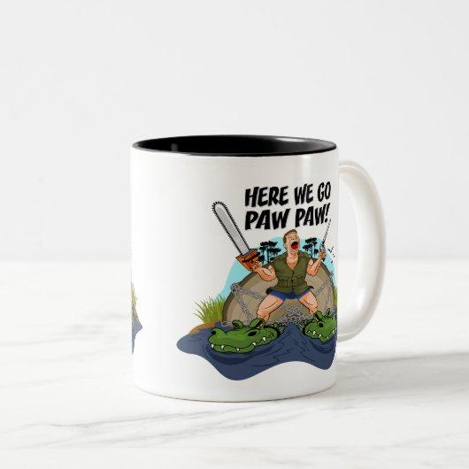 Shelby der Sumpf-Mann - hier gehen wir Zweifarbige Tasse (VorderseiteRechts)