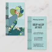 Shelby, Dreißigerjahre Dame im Aqua und Visitenkarte (Vorne/Hinten)