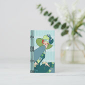 Shelby, Dreißigerjahre Dame im Aqua und Visitenkarte (Stehend Vorderseite)