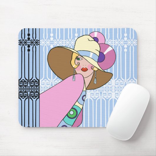Shelby, Dreißigerjahre Dame im Blau und im Rosa Mousepad (Mit Mouse)