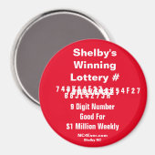 Shelby gewinnt Lottery Number Magnet (Vorderseite/Rückseite)