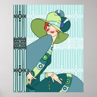 Shelby, Lady in Aqua aus den 20er Jahren und Aquam Poster