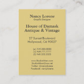 Shelby, Zwanzigerjahre Kunst-Deko-Dame im Gelb und Visitenkarte (Rückseite)