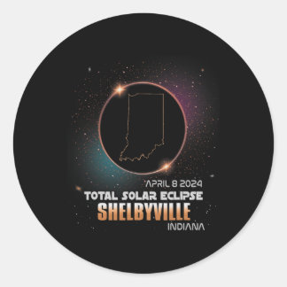 Shelbyville Indiana Total Solar Eclipse 2024 April Runder Aufkleber