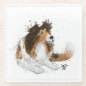 Sheldon der Sheltie Glasuntersetzer (Vorderseite)
