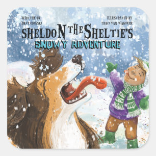 Sheldon der Sheltie Quadratischer Aufkleber