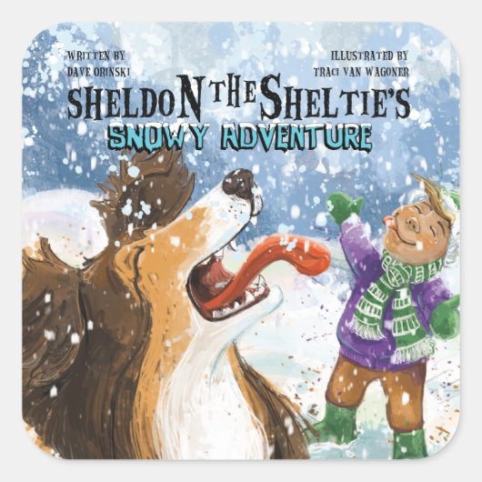 Sheldon der Sheltie Quadratischer Aufkleber (Vorderseite)