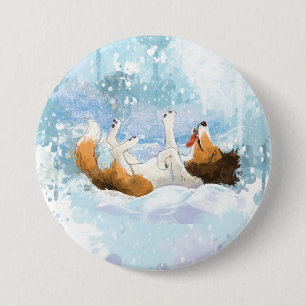 Sheldon der Sheltie spielt im Schnee Button