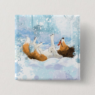 Sheldon der Sheltie spielt im Schnee Button