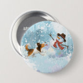Sheldon der Sheltie und der Schneemann Button (Vorne & Hinten)