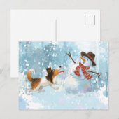 Sheldon der Sheltie und der Schneemann Postkarte (Vorne/Hinten)