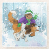 Sheldon der Sheltie und sein Junge Glasuntersetzer (Vorderseite)
