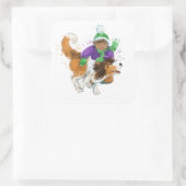 Sheldon der Sheltie und sein Junge Quadratischer Aufkleber (Tasche)