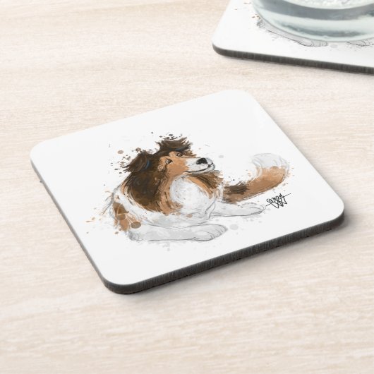 Sheldon die Sheltie Getränkeuntersetzer (Linke Seite)