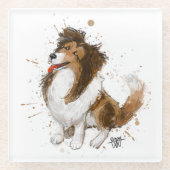 Sheldon die Sheltie Glasuntersetzer (Vorderseite)