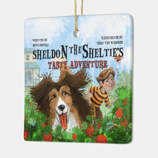 Sheldon die Sheltie Keramikornament (Links)
