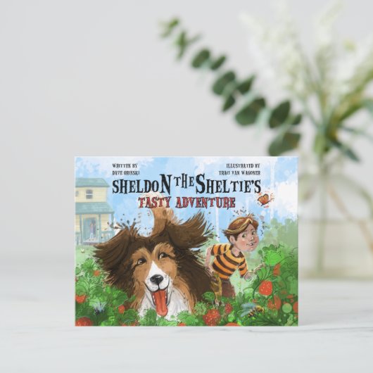 Sheldon die Sheltie Postkarte (Stehend Vorderseite)