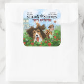 Sheldon die Sheltie Quadratischer Aufkleber (Tasche)