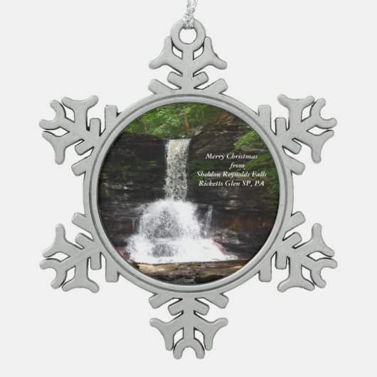 Sheldon Reynolds Falls, Weihnachtsschmuck Schneeflocken Zinn-Ornament (Vorderseite)