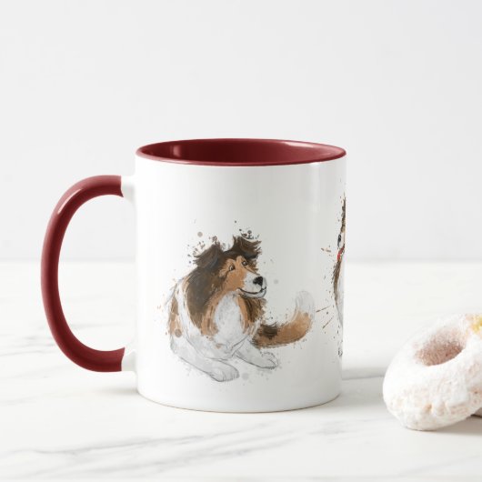 Sheldon the Sheltie Drei Posen Tasse (Mit Donut)