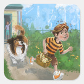 Sheldon und Davie Adventure Quadratischer Aufkleber (Vorderseite)