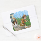 Sheldon und Davie Adventure Quadratischer Aufkleber (Umschlag)