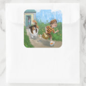 Sheldon und Davie Adventure Quadratischer Aufkleber (Tasche)