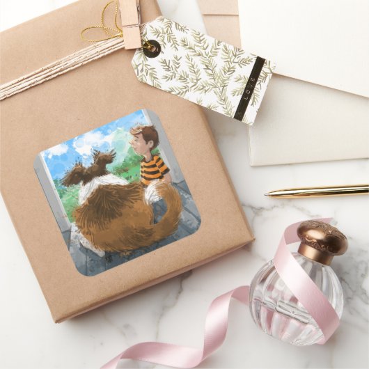 Sheldon und Davie Relaxing Quadratischer Aufkleber (Schenken)