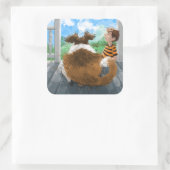 Sheldon und Davie Relaxing Quadratischer Aufkleber (Tasche)