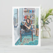 Shelfie Selfie (Jeny liest auf Zuhause) Einladung (Stehend Vorderseite)