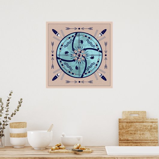 Sheling Moon Native Symbol Mandala Poster Print (Küche)