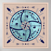 Sheling Moon Native Symbol Mandala Poster Print (Vorne)