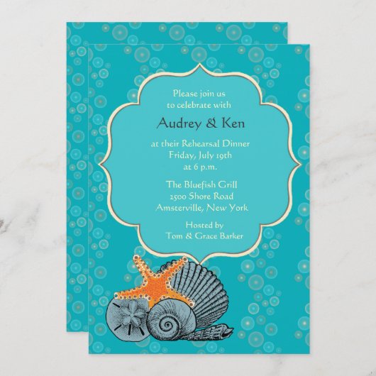 Shell Assortment Rehearsal Dinner Invitation Einladung (Vorne/Hinten)