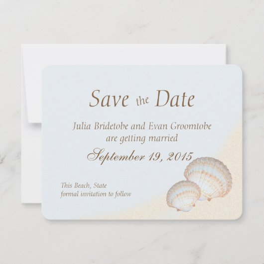 Shell Beach Sea Shore Save the Date Einladung (Vorderseite)
