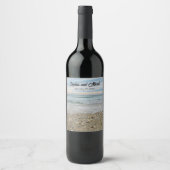 Shell Beach Sunrise Wedding Wine Bottle Labels  Weinetikett (Vorderseite)