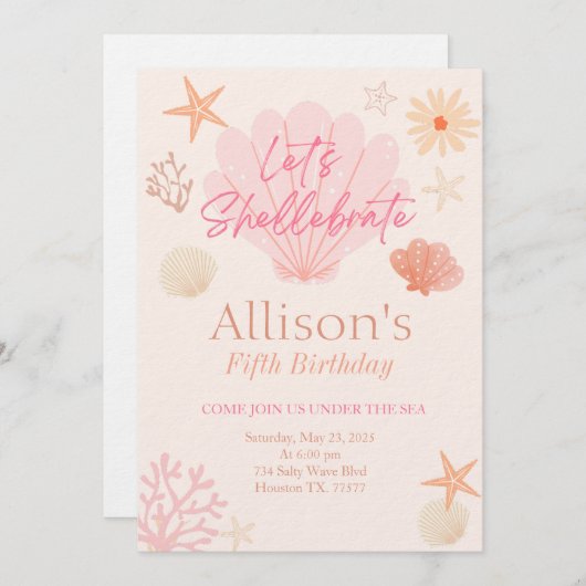 Shell Birthday Invitation Einladung (Vorne/Hinten)