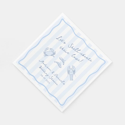 Shell-ebrate Their Love Seafood Wedding Shower Serviette (Ecke)