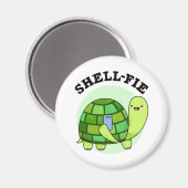 Shell-fie Funny Tortoise Selfie Pun Magnet (Vorderseite/Rückseite)
