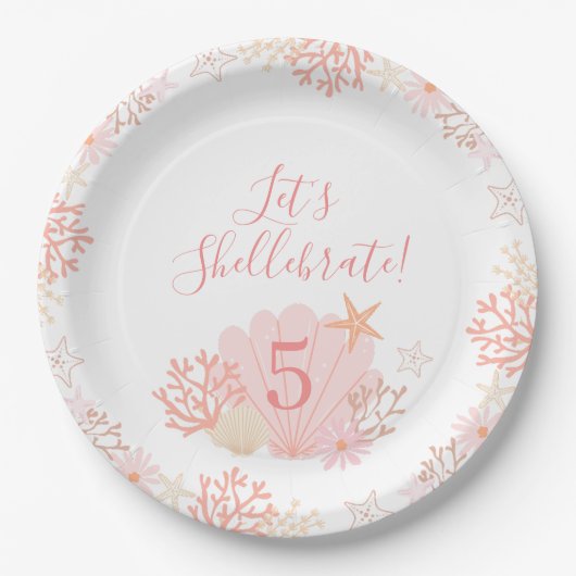 Shell Girl Birthday Party Plates Pappteller (Vorderseite)