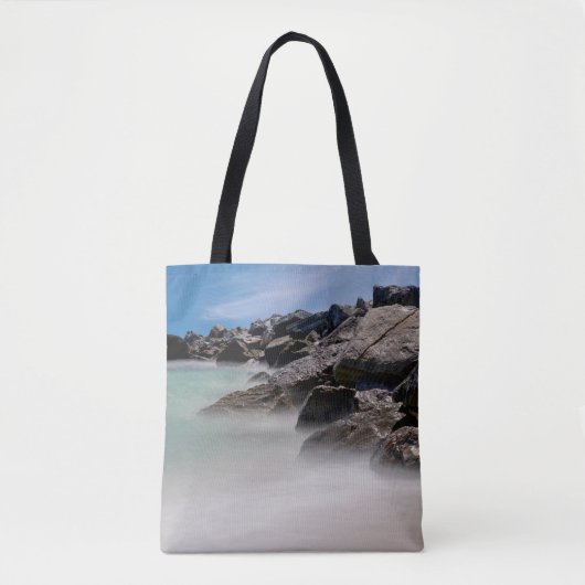 Shell Island Felsen und Wellen Einkaufstasche Tasche (Vorderseite)