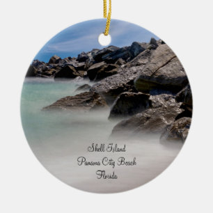 Shell Island Felsen und Wellen Kreis Anhänger Keramik Ornament
