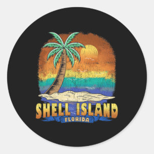Shell Island Florida Vintage Souvenir mit Gebrauch Runder Aufkleber