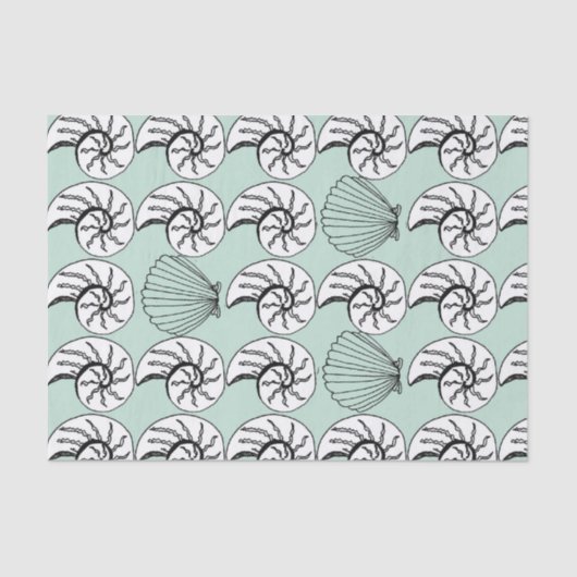Shell Nautilus Scallop Nautical Beach Tissue Paper Seidenpapier (Vorderseite)