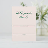 Shell Pink and Green Simple RSVP Card (Stehend Vorderseite)