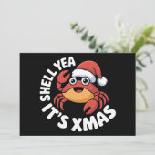 Shell Yea It's Xmas Weihnachtskrebs Santa Hut Einladung (Stehend Vorderseite)